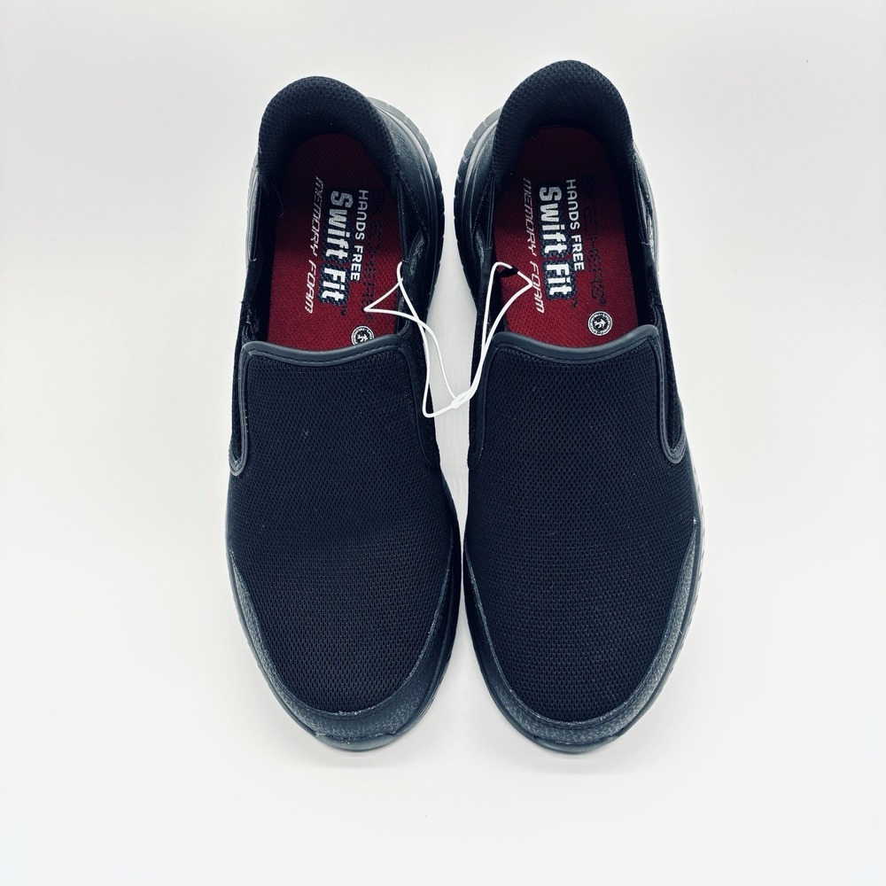 Skechers Swift Fit Hands Free Black Sneakers Mens 9.5 Womens 11.5 Slip Resistant